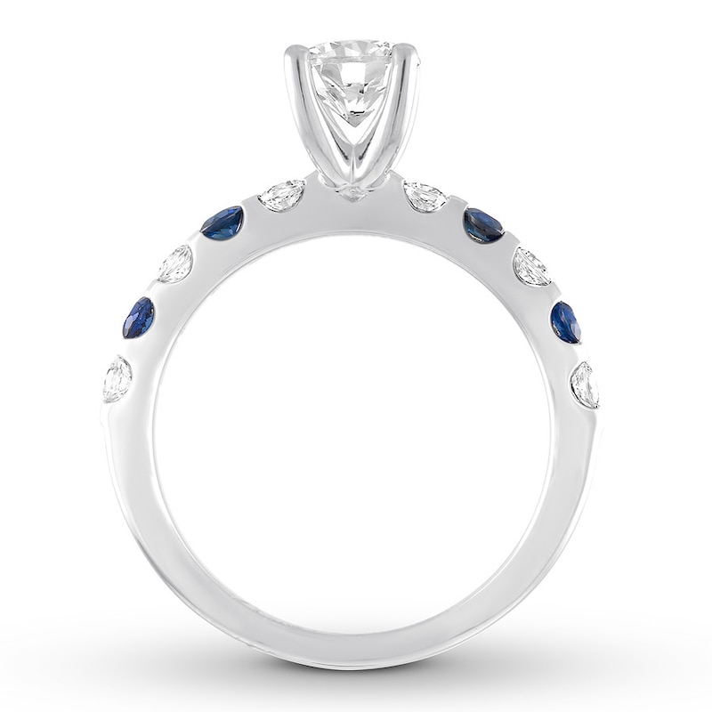 Diamond & Sapphire Engagement Ring 1 ct tw 14K White Gold