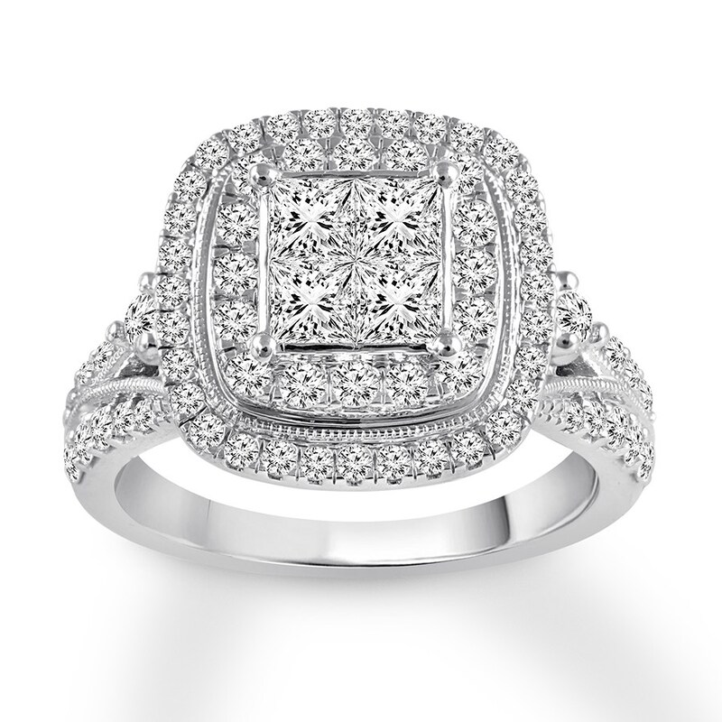 Princess-cut Diamond Engagement Ring 1-5/8 ct tw 14K White Gold