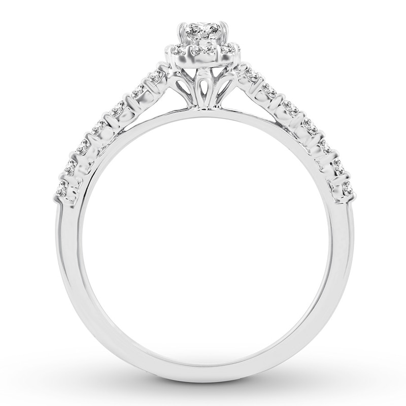 Diamond Engagement Ring 1/2 ct tw Pear/Round 14K White Gold