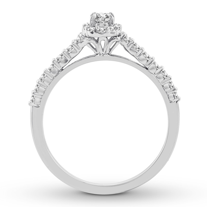 Diamond Engagement Ring 1/2 ct tw Oval/Round 14K White Gold