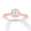 Thumbnail Image 0 of Diamond Engagement Ring 1/2 ct tw Princess & Round-cut 14K Rose Gold