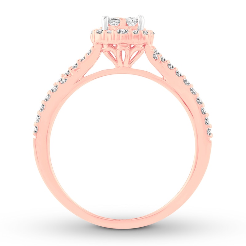 Diamond Engagement Ring 1/2 ct tw Princess & Round-cut 14K Rose Gold