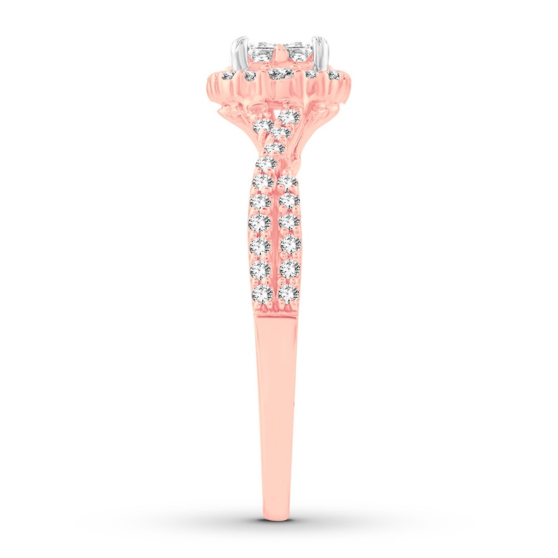Main Image 3 of Now + Forever Diamond Engagement Ring 1/2 ct tw Princess & Round-cut 14K Rose Gold