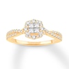 Diamond Engagement Ring 1/2 cttw Princess & Round-cut 14K Yellow Gold