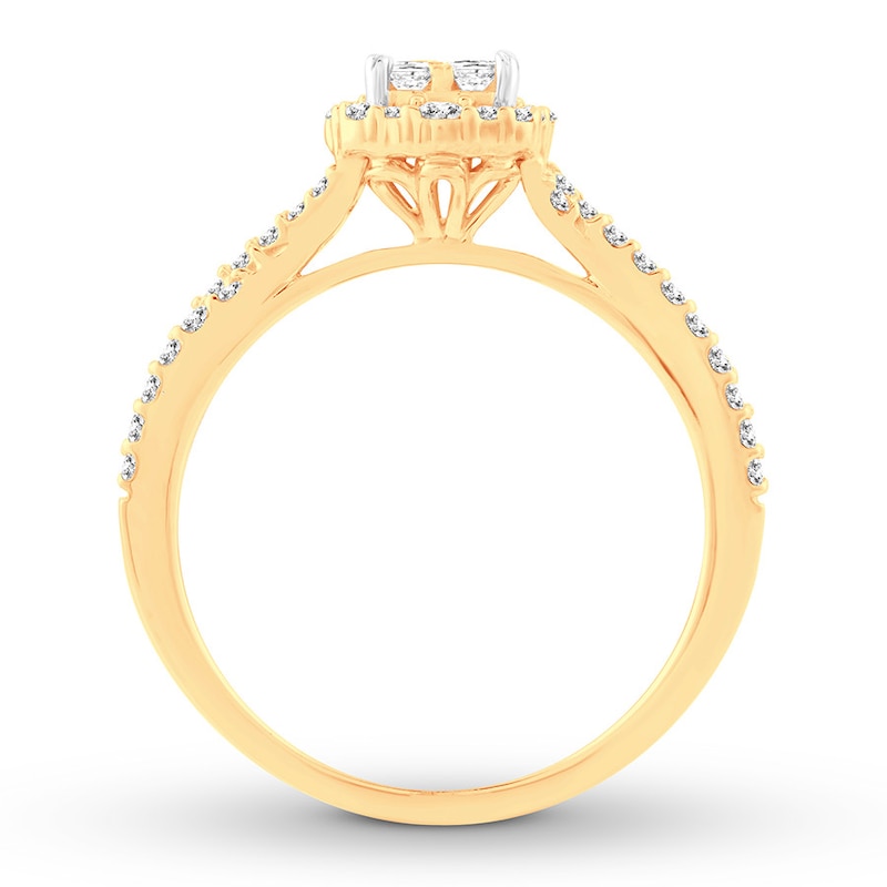 Diamond Engagement Ring 1/2 cttw Princess & Round-cut 14K Yellow Gold