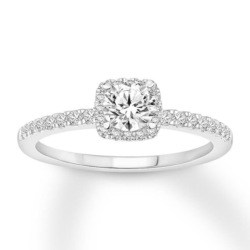 Diamond Engagement Ring 5/8 ct tw Round-cut 14K White Gold with 360