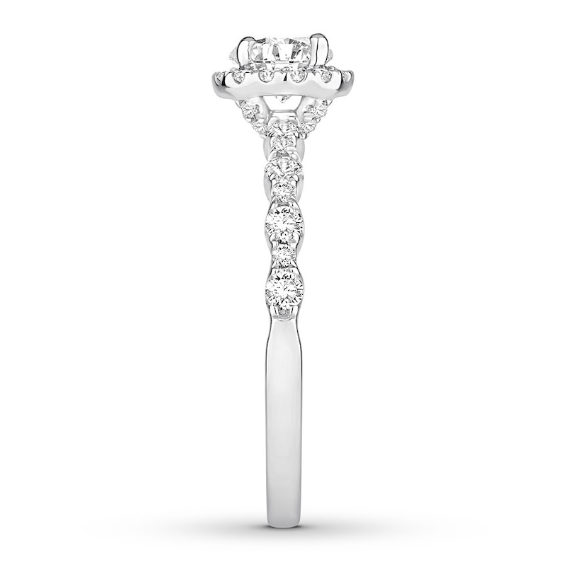 Diamond Engagement Ring 7/8 ct tw Round-cut 14K White Gold