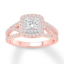 Now + Forever Diamond Engagement Ring 1 ct tw Princess & Round-cut 14K Two-Tone Gold
