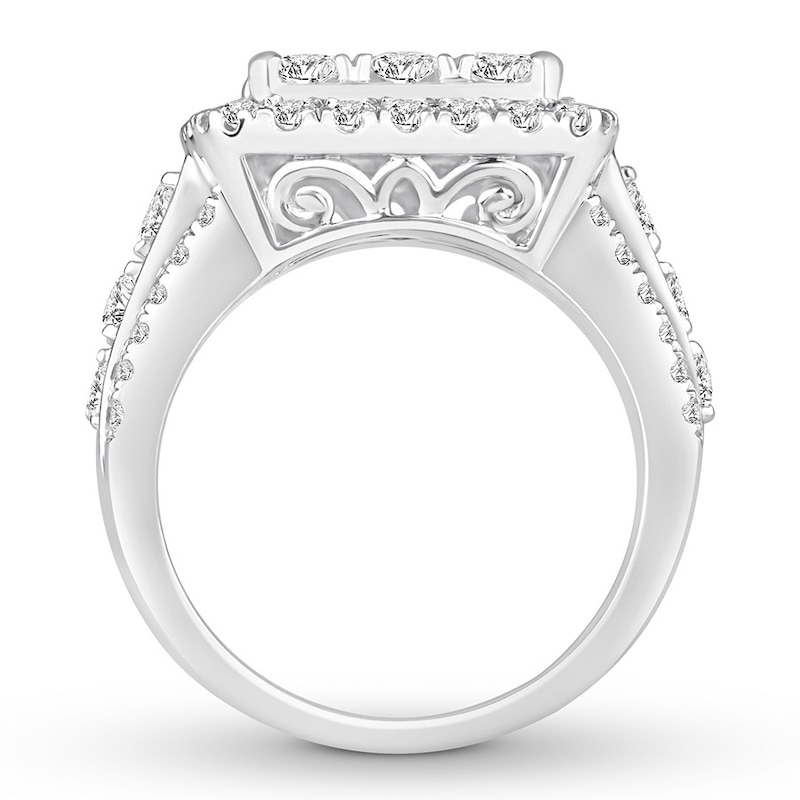 Diamond Engagement Ring 3-1/2 ct tw Round-cut 10K White Gold