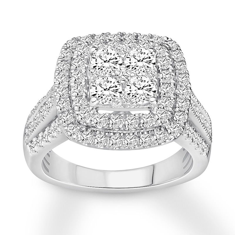 Diamond Engagement Ring 2 ct tw Round-cut 10K White Gold with 360