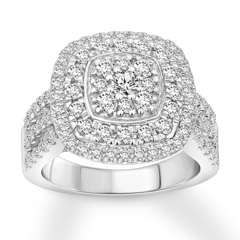 Diamond Engagement Ring 1-1/2 ct tw Round-cut 10K White Gold