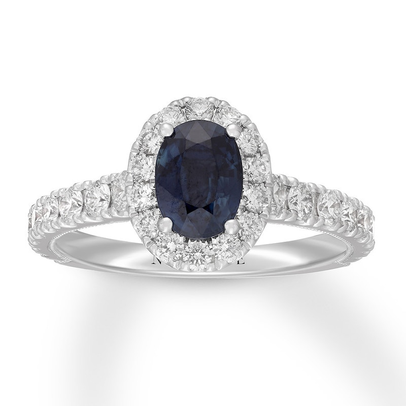 Neil Lane Oval-cut Sapphire Engagement Ring 7/8 ct tw Diamonds 14K Gold