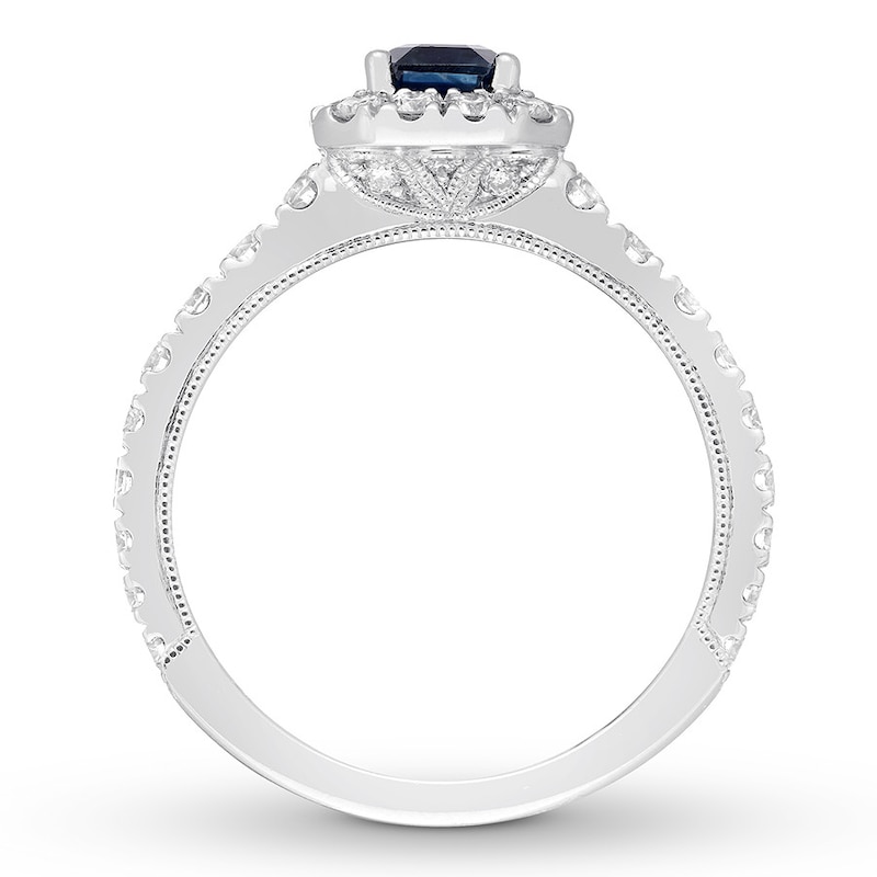 Main Image 2 of Neil Lane Emerald-cut Sapphire Engagement Ring 1 ct tw Diamonds 14K Gold