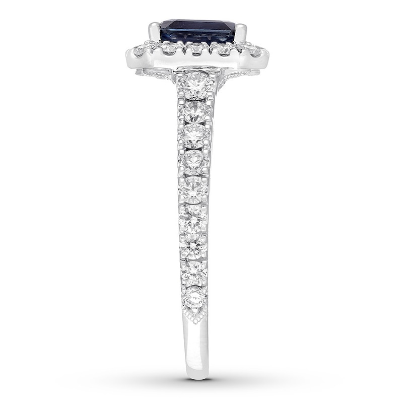 Main Image 3 of Neil Lane Emerald-cut Sapphire Engagement Ring 1 ct tw Diamonds 14K Gold