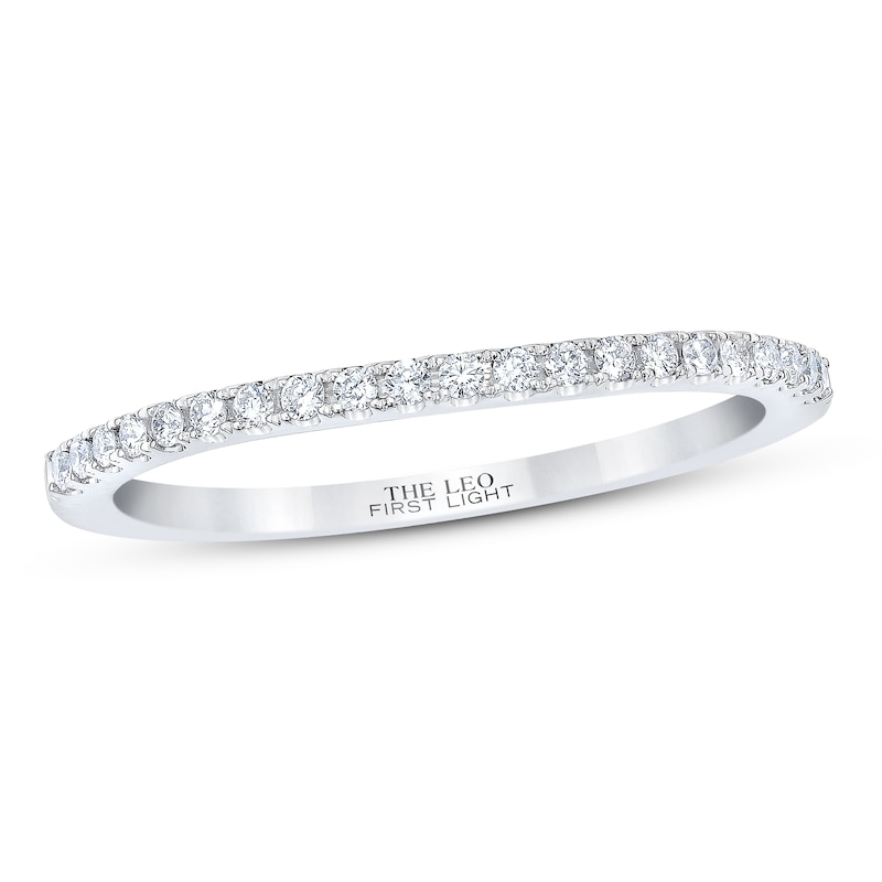 Main Image 1 of THE LEO First Light Diamond Wedding Band 1/8 ct tw Round-cut 14K White Gold