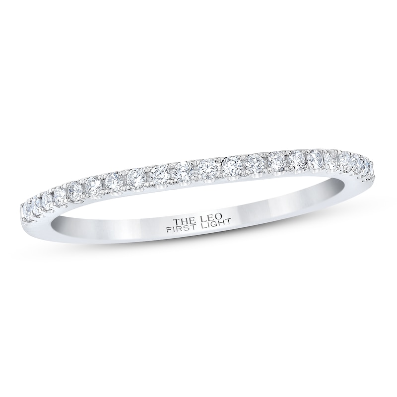 THE LEO First Light Diamond Wedding Band 1/8 ct tw Round-cut 14K White Gold