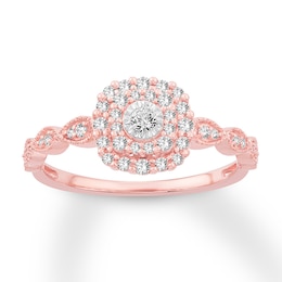 Now + Forever Diamond Engagement Ring 1/4 ct tw Round-cut 10K Rose Gold