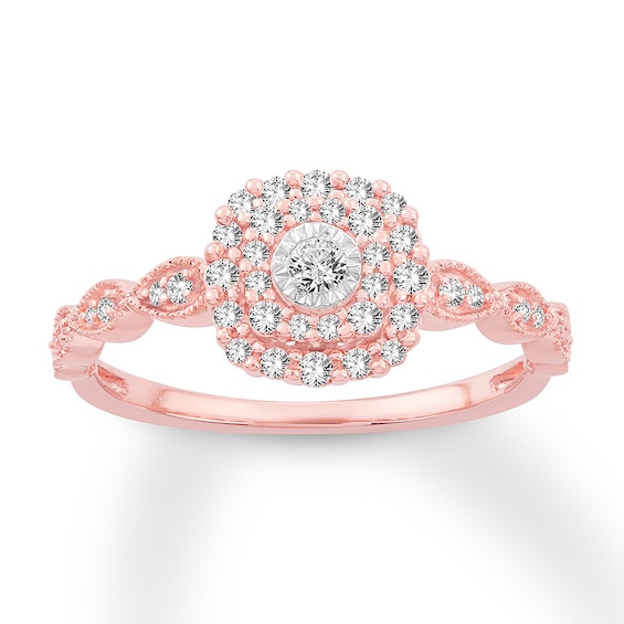 Now + Forever Diamond Engagement Ring 1/4 ct tw Round-cut 10K Rose Gold
