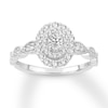 Thumbnail Image 0 of Diamond Engagement Ring 1/2 ct tw Oval & Round-cut 14K White Gold