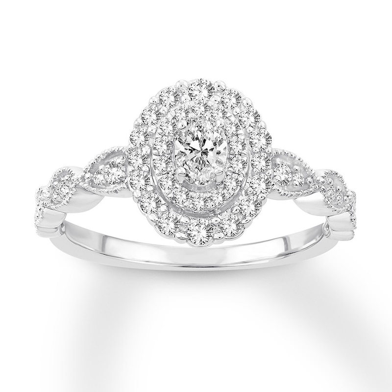 Main Image 1 of Now + Forever Diamond Engagement Ring 1/2 ct tw Oval & Round-cut 14K White Gold