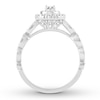 Thumbnail Image 1 of Diamond Engagement Ring 1/2 ct tw Oval & Round-cut 14K White Gold