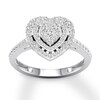 Thumbnail Image 0 of Diamond Heart Engagement Ring 1/2 ct tw Round 10K White Gold