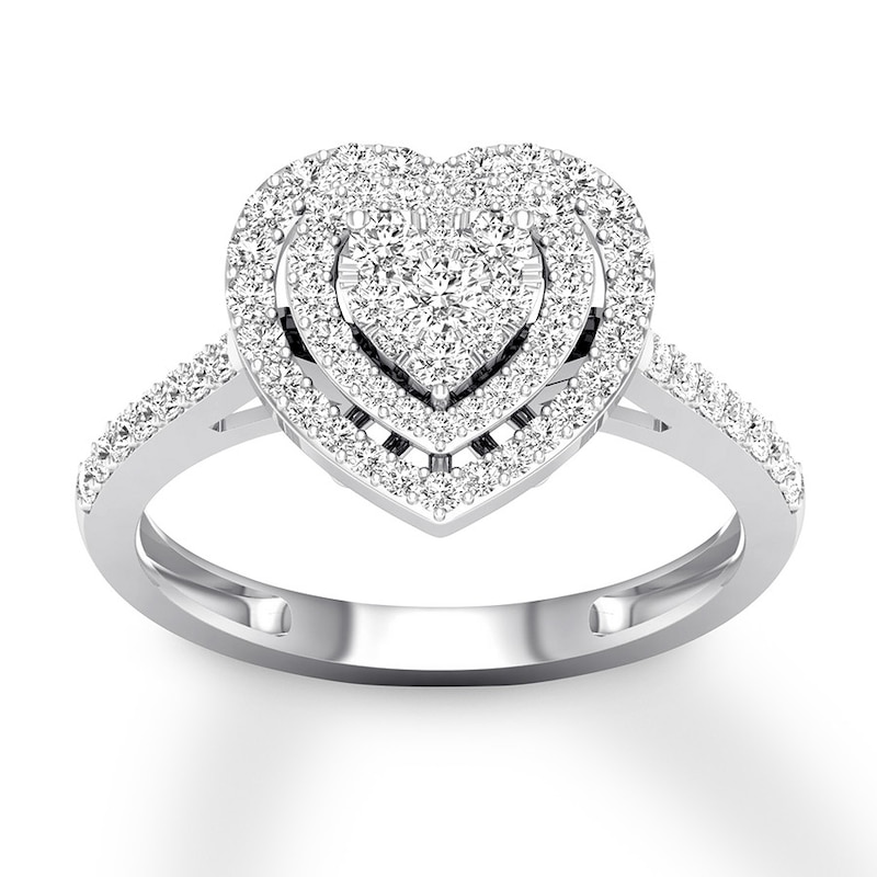 Main Image 1 of Now + Forever Diamond Heart Engagement Ring 1/2 ct tw Round 10K White Gold