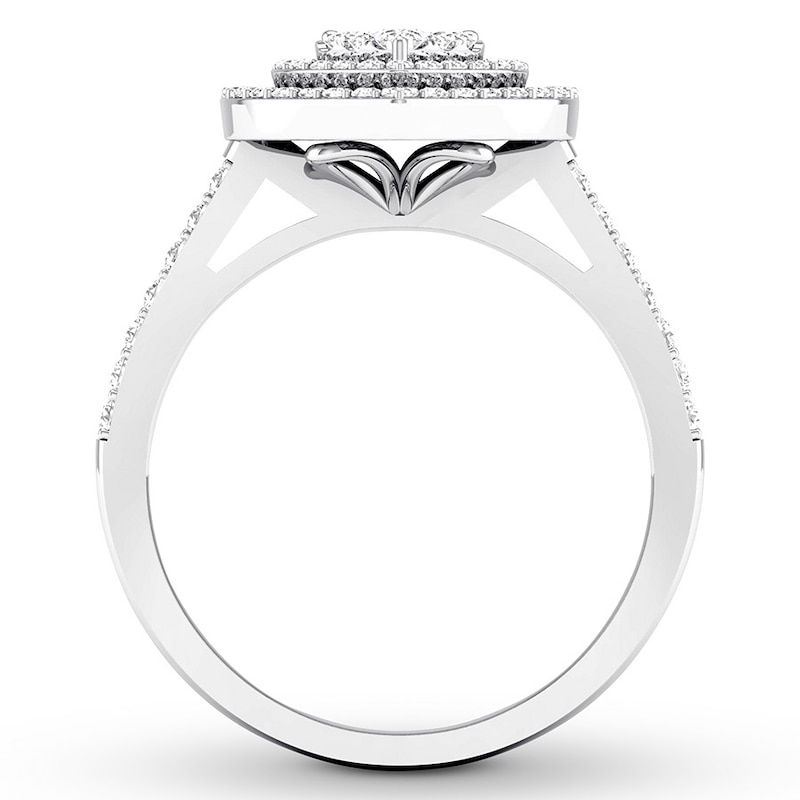 Diamond Heart Engagement Ring 1/2 ct tw Round 10K White Gold