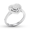 Thumbnail Image 3 of Diamond Heart Engagement Ring 1/2 ct tw Round 10K White Gold