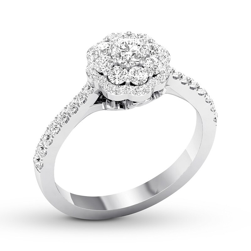 Diamond Engagement Ring 3/4 ct tw Round-cut 14K White Gold