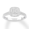 Diamond Engagement Ring 1/4 ct tw Round & Princess 10K White Gold