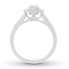 Diamond Engagement Ring 1/4 ct tw Round & Princess 10K White Gold