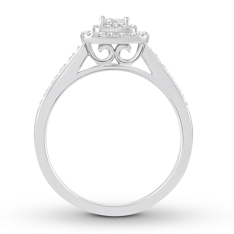Main Image 2 of Now + Forever Diamond Engagement Ring 1/4 ct tw Round & Princess 10K White Gold