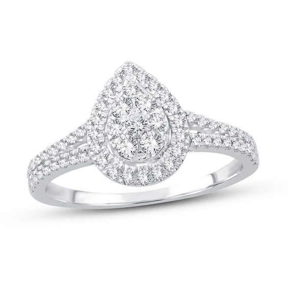 Now + Forever Diamond Engagement ring 1/2 ct tw Round-cut 10K White Gold