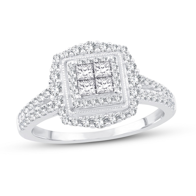 Main Image 1 of Now + Forever Diamond Engagement Ring 3/4 ct tw Princess & Round 10K White Gold