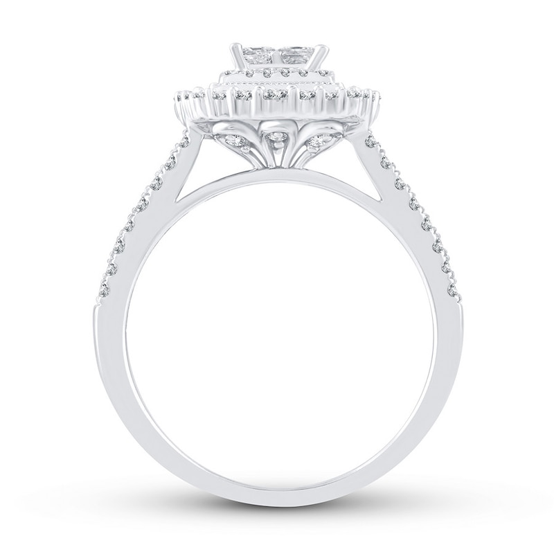Main Image 2 of Now + Forever Diamond Engagement Ring 3/4 ct tw Princess & Round 10K White Gold