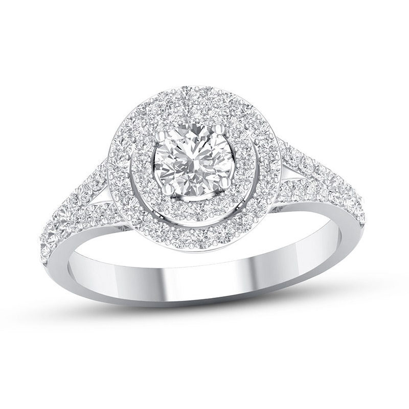 Certified Diamond Engagement Ring 3/4 ct tw 14K White Gold with 360