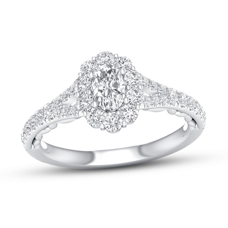 Certified Diamond Engagement Ring 7/8 ct tw 14K White Gold with 360