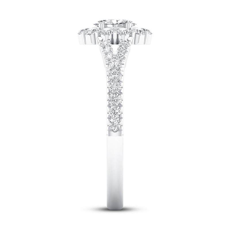 Certified Diamond Engagement Ring 7/8 ct tw 14K White Gold