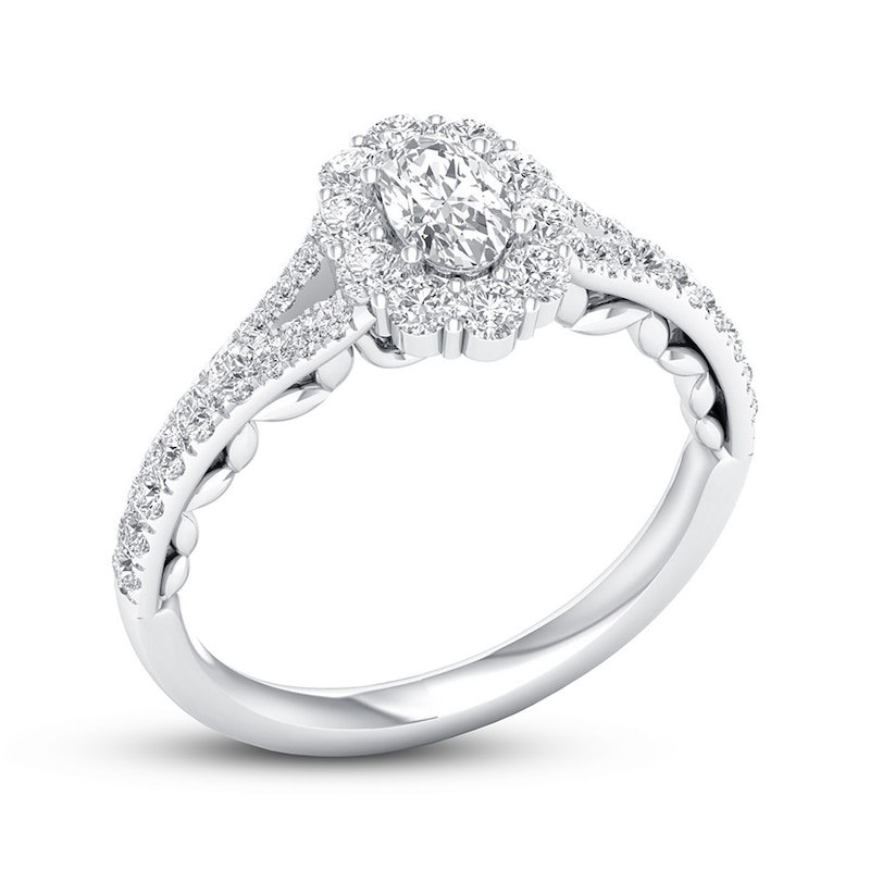 Certified Diamond Engagement Ring 7/8 ct tw 14K White Gold