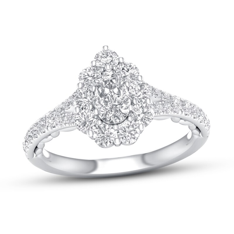 Certified Diamond Engagement Ring 1-1/8 ct tw 14K White Gold