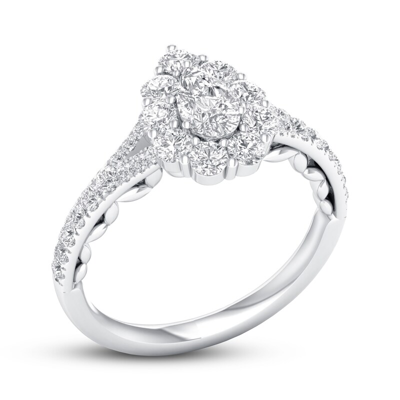 Certified Diamond Engagement Ring 1-1/8 ct tw 14K White Gold