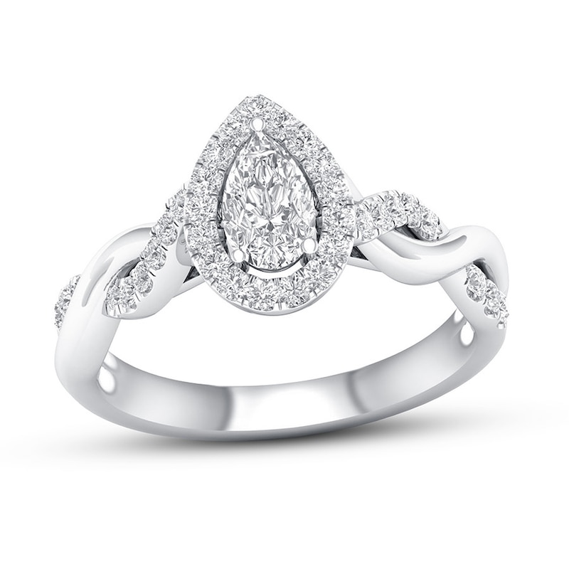 Certified Diamond Engagement Ring 3/4 ct tw 14K White Gold