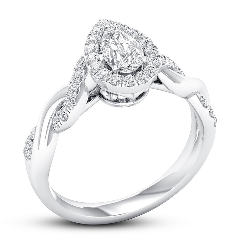 Certified Diamond Engagement Ring 3/4 ct tw 14K White Gold