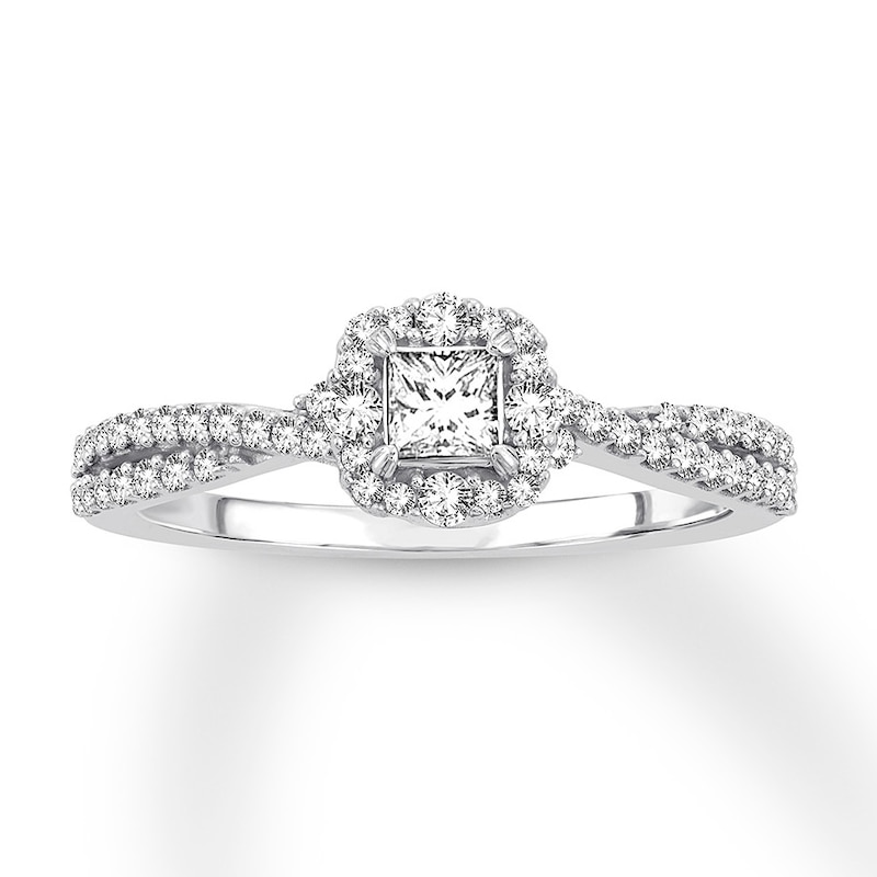Main Image 1 of Princess-cut Diamond Engagement Ring 1/2 ct tw 14K White Gold