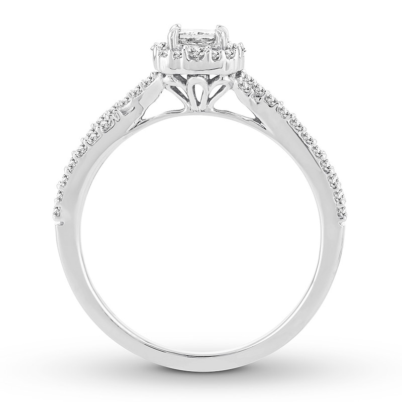 Main Image 2 of Princess-cut Diamond Engagement Ring 1/2 ct tw 14K White Gold