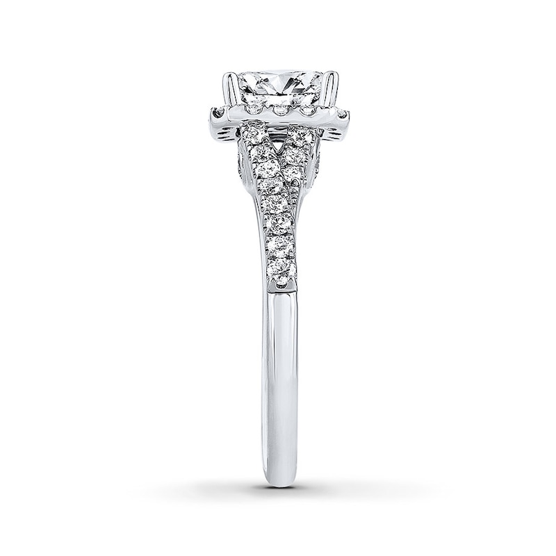 THE LEO Diamond Engagement Ring 1 ct tw Emerald & Round-cut 14K White Gold