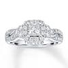 Thumbnail Image 1 of THE LEO Diamond Engagement Ring 1-1/8 ct tw Princess & Round-cut 14K White Gold