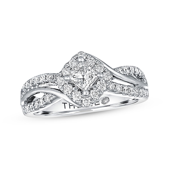 THE LEO Diamond Princess-cut Engagement Ring 3/4 ct tw 14K White Gold