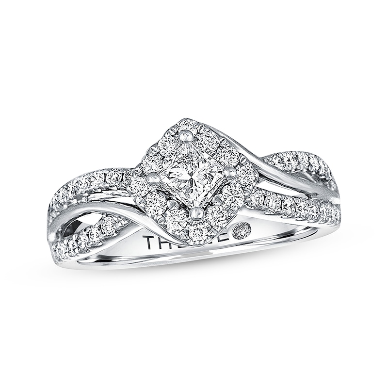 THE LEO Diamond Princess-cut Engagement Ring 3/4 ct tw 14K White Gold